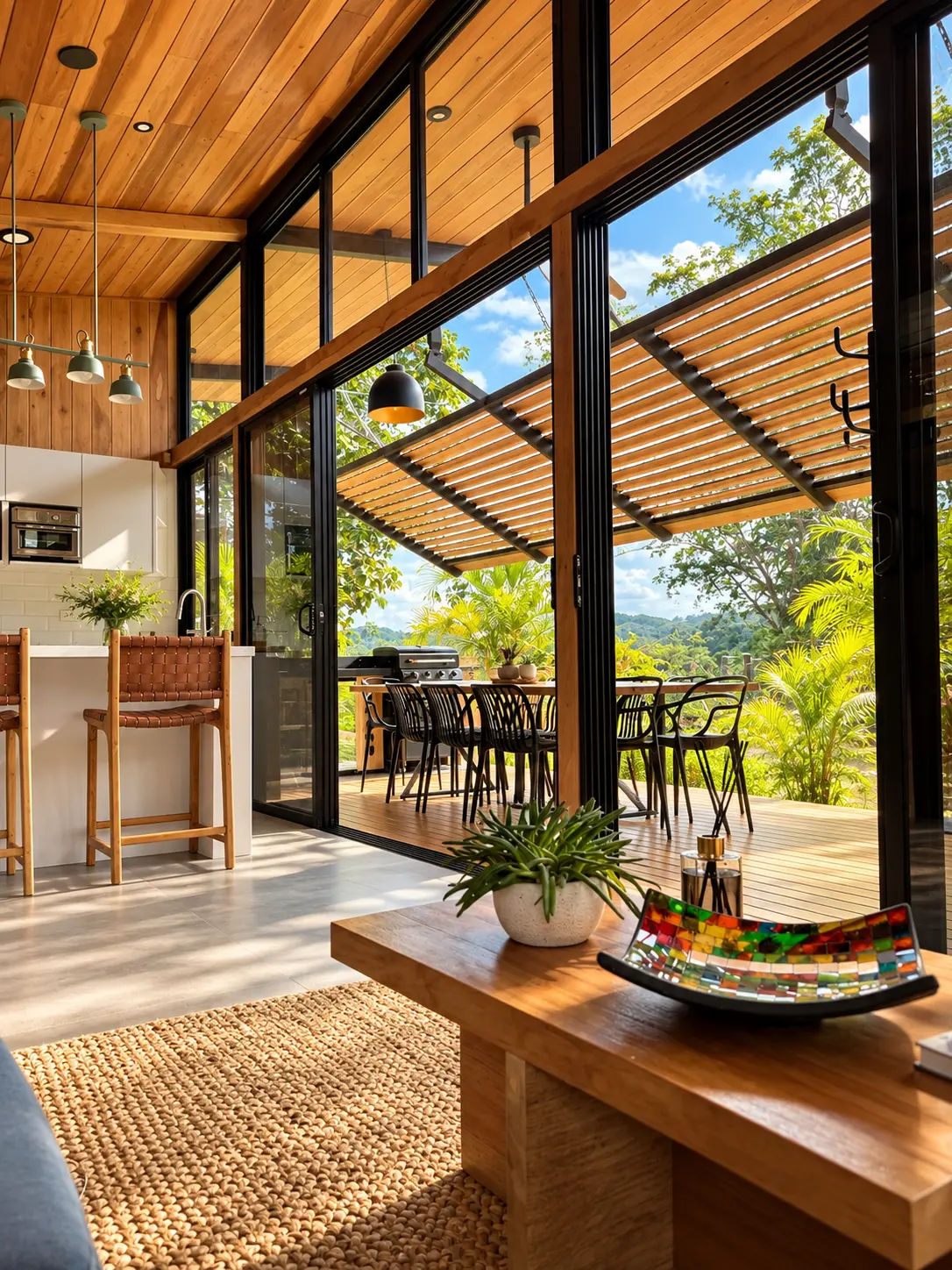 Living space opening onto the deck